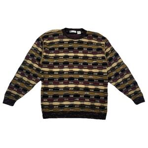 Bachrach Men's XL Thin 3D Knit Sweater Neutral Colors Vintage USA